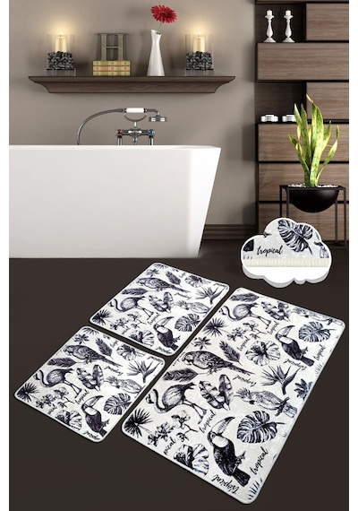 Lorı 3 Lü Set Banyo Halısı Paspas Yıkanabilir Çok Renkli