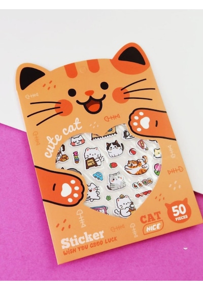 Hayvan Figürlü Puf Sticker Turuncu