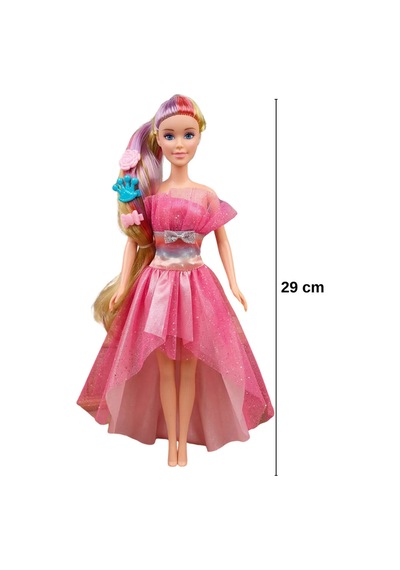 Zengin Aksesuarlı Prenses Peri Kızı Bebek - 29 Cm Oyuncak Bebek Pembe
