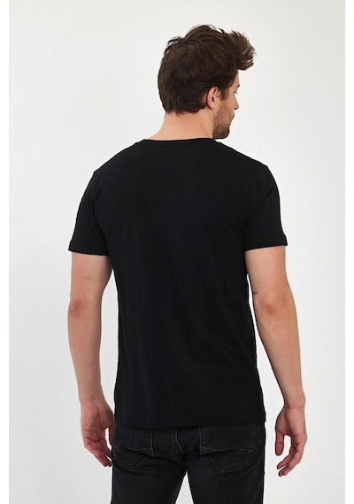 Erkek Compact Penye V Yaka T-shirt Siyah