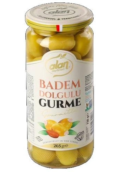 Alan Badem Dolgulu Yeşil Zeytin Gurme Cam 265 G