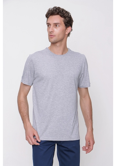 Morven Erkek Gri Basic Düz %100 Pamuk Bisiklet Yaka Dynamic Fit - 541060839 Gri