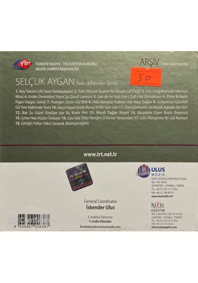 Plak Değildir Cd Dir Trt Arşiv Serisi 90 Selçuk Aygan Solo Albü