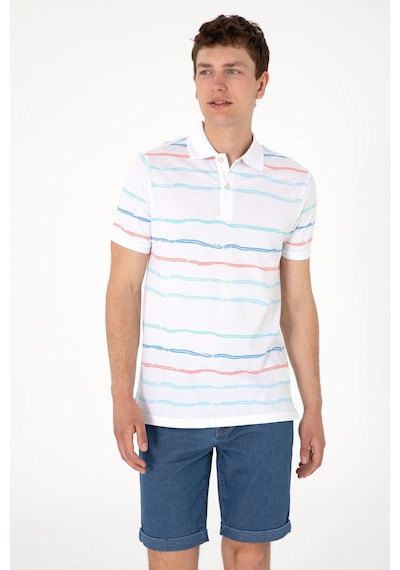 U.S. Polo Assn. Erkek Regular Fit Polo Yaka Beyaz Çizgili Tişört 50299642-VR013 U.S. Polo Assn. Erkek Regular Fit Polo Yaka Beyaz Çizgili Tişört 50299642-VR013