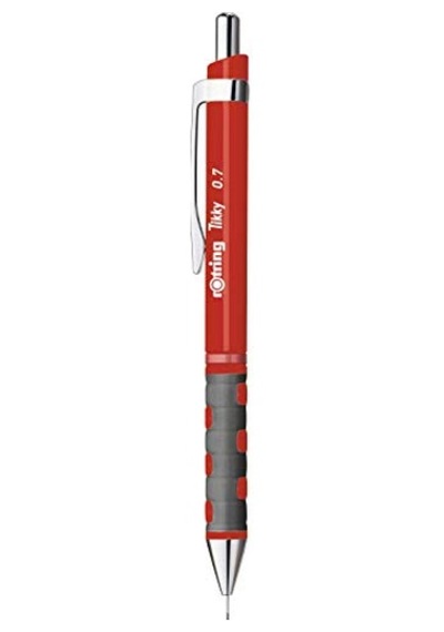 Rotring Tikky Mekanik Kurşun Kalem, Uç Ve Silgi Seti, 0,7 Mm Kalem, 2b Uç, Orta Boy Silgi, Kırmızı, 3'lü Set .