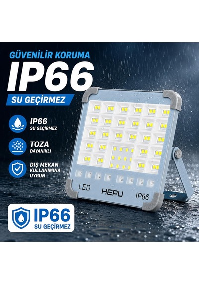 Hp-l33 Güneş Enerjili Taşınabilir Led Çalışma Lambası 150w Güç Ip66, Usb + Solar Şarj Mıknatıslı Taban