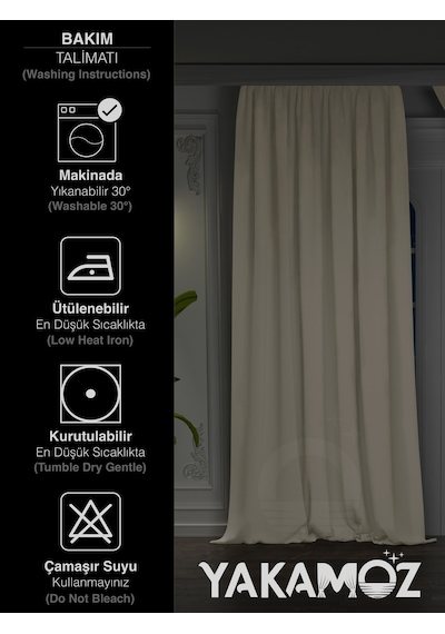 Yüksek Kalite Badem Beji Karartma Blackout Fon Perde Ekstrafor Büzgülü Tek Kanat Dark Touch Serisi Badem Beji