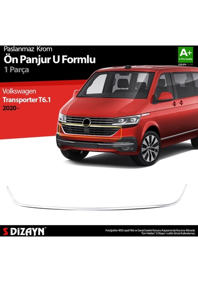 S-Dizayn  Volkswagen Transporter T6.1 Krom U Formlu Ön Panjur Çıtası 2020 Ü