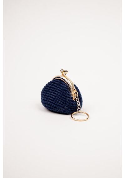 Fabric Craft Bag Mini Bozuk Para Cüzdanı Anahtarlık Klipsli Lacivert