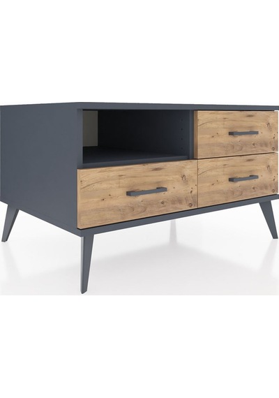 Kronos Şifonyer Tek Raflı 3 Çekmeceli 88x59x48 Antrasit-antrasit/çam Antrasit/çam