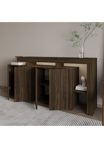İnarch Dizayn Beliz Led Işıklı Modern Konsol 170 Cm, 4 Kapaklı Ve İç Raflı Depolama, Tasarım Ceviz İnarch Dizayn Beliz Led Işıklı Modern Konsol 170 Cm, 4 Kapaklı Ve İç Raflı Depolama, Tasarım Ceviz