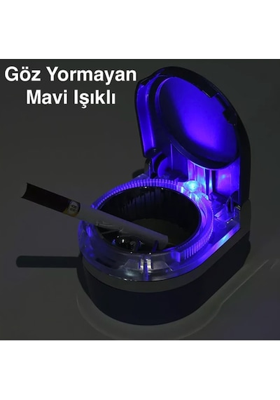Kokusuz Aydınlatmalı Kapaklı Araç İçi Sigara Küllüğü Araba İçi Küllük Kapaklı Kül Tablası
