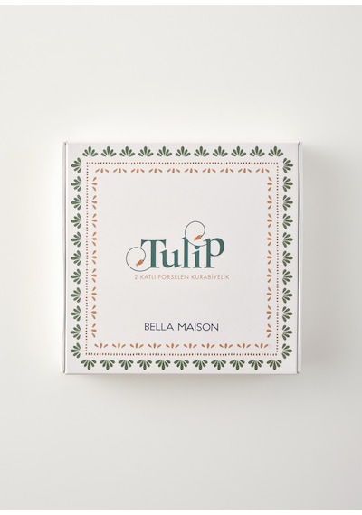 Bella Maison Tulip Porselen 2 Katlı Kurabiyelik Çok Renkli
