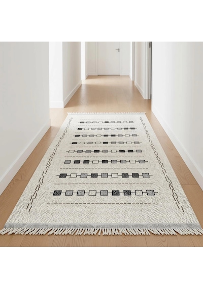 Küçük Kutular Modern Halı Dekoratif Kilim Krem