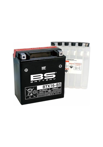 Btx16-bs 2007-2012 Piaggio Mp3 400 Uyumlu Akü Bs Sulu Akü