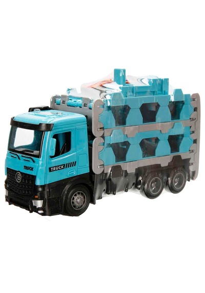 Maxx Wheels Sürtmeli Taşıyıcı Kamyon Fırlatıcılı Araçlı Açılıp Kapanabilen Taşıyıcı Tır Mavi