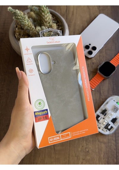 Apple iPhone 16 Uyumlu Kadife Yüzeyli Magsafe Uyumlu Premium Kılıf Soocase691 Gri