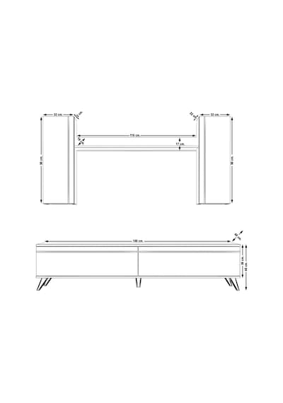 Decoraktiv Eko 5d Mdf Std Retro Tv Ünitesi Tv Sehpası - Beyaz Pera Beyaz - Meşe