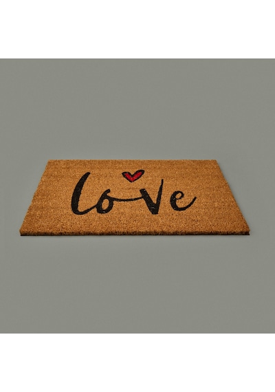 Gizz Home Kalpli Love Kapı Önü Paspası - Bej - 35x60 Cm Çok Renkli