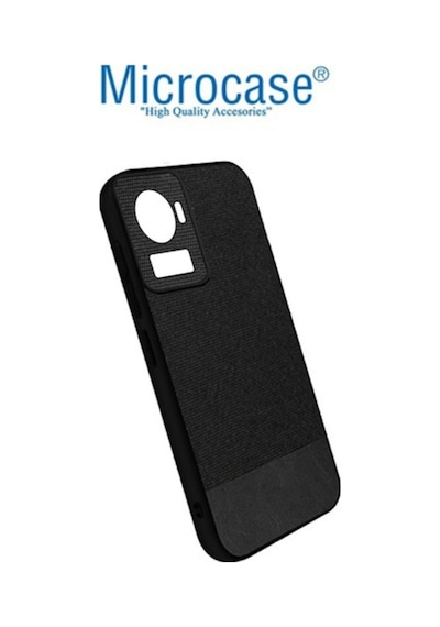Microcase Oneplus 10R Fabrik Kumas Ve Deri Desen Kilif -Siyah 547127041