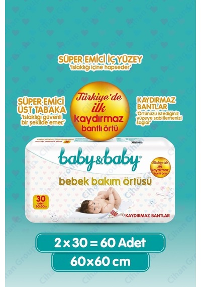 Bebek Bakım Örtüsü 30'lu 2 Adet 60x60 CM