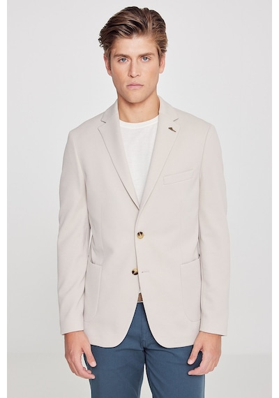 AC&Co / Altınyıldız Classics Erkek Bej Slim Fit Dar Kesim Mono Yaka Casual Ceket