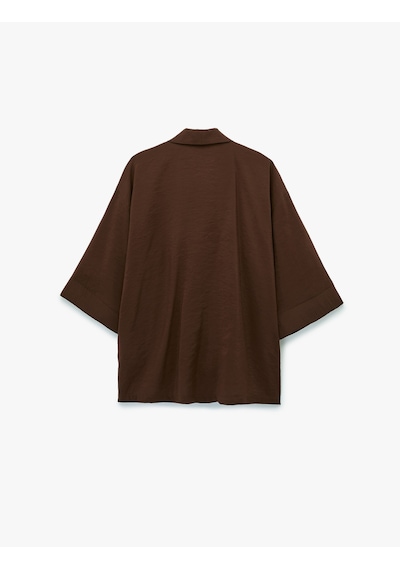 Koton Modal Kumaş Şal Yaka Cepli Uzun Kollu Kimono Ceket Kahverengi 6sak50042ew Kahve