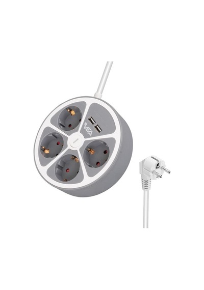 Vea Ve-g604yu Yuvarlak Grup Priz 4'lü 2 Usb Girişli 1.5 Metre Anahtarlı 1,5 m