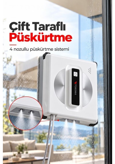 Torima S13 Çift Yönlü Su Püskürtmeli Uzaktan Kumandalı Cam Temizleme Robotu Beyaz