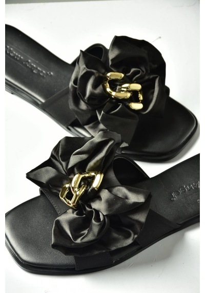 Fox Shoes U676172504 Siyah Kumaş Kadın Terlik Siyah-kumaş