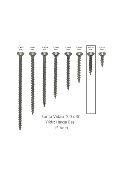 Adilon Sunta Vidası 5.0 x 030 15'Li