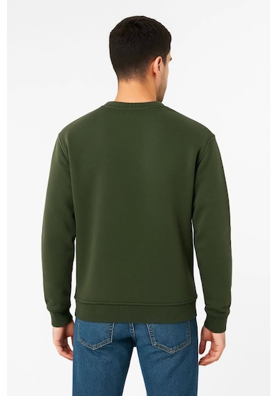 Erkek Üç İplik Düz Bisiklet Yaka Sweatshirt - Haki Haki