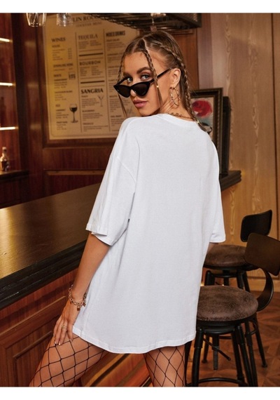 Kadın Beyaz Oversize Desire Baskılı T-shirt Beyaz-67149