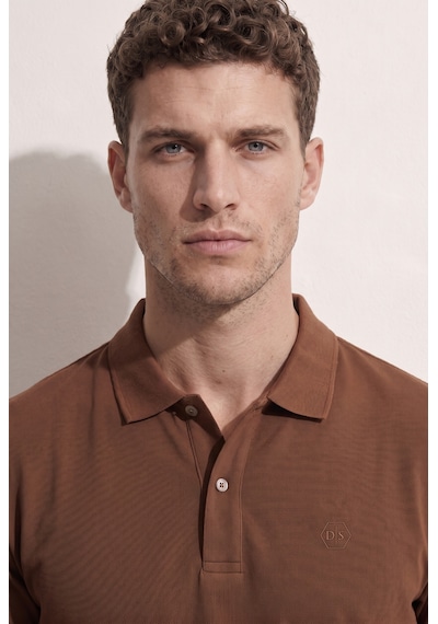 D'S Damat Ds Damat Regular Fit Karamel %100 Pamuklu Uzun Ömürlü Kıvrılmaz Polo Yaka Nakışlı T-shirt 4hc14ort51000 Krm