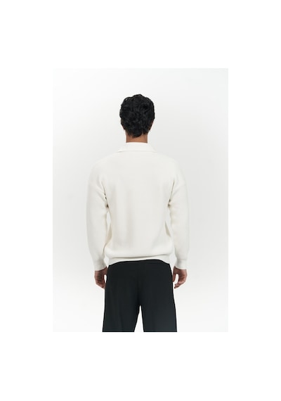 Mai Collection Mai Studios Co. Oberon Polo Yaka Yarım Fermuarlı Ekru Erkek Triko Kazak Ekru