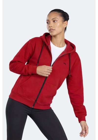 Slazenger Flores Kadın Kapüşonlu Bordo Sweatshırt
