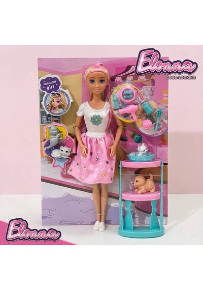 Elonna Hareketli Eklemli Oyuncak Bebek Ve Büyük Aksesuar Seti 30 Cm - Meslekler Serisi Pet Shop