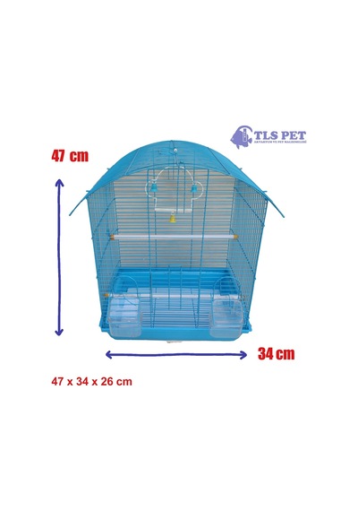 Tls Pet Muhabbet Kuşu Kafesi İki Kapılı Renkli 47 x 34 x 26 Cm