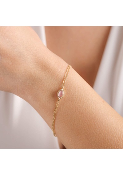Altın Vintage Bileklik Opal Pink Sarı Altın