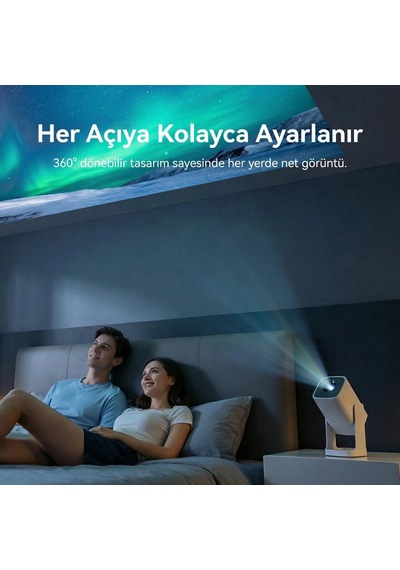 Wanbo Cube1 Projeksiyon Cihazı-dahili Android Tv 11.0 Widevine L1 Sertifikalı & 8w Hoparlör - Açık Mavi