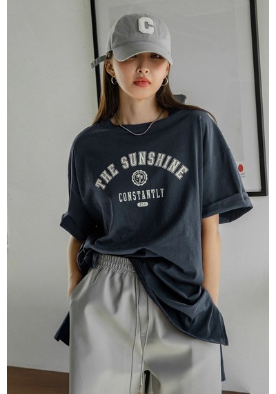 Unisex The Sunshine Baskılı Tasarım Tshirt Lacivert