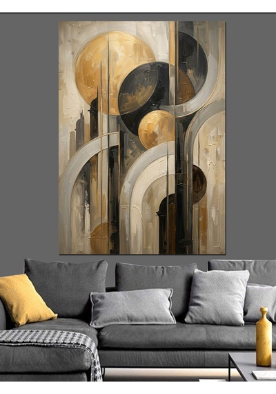 Modern Geometrik Şehir Ve Mimari Dekoratif Kanvas - Mdf Ahşap Tablo