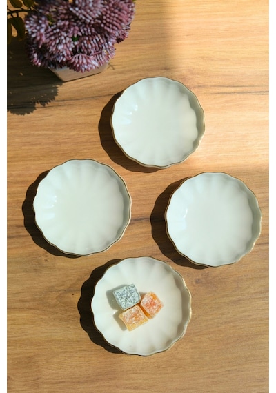 Kütahya Porselen Bone Luz Kase Altın File 4 Parça 8cm Bnlzf08kss220 Ekru
