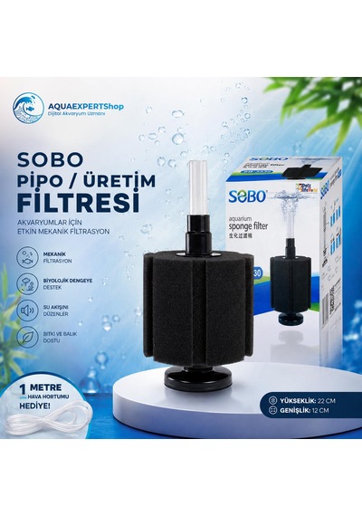 Sobo Üretim Filtresi - Pipo Filtre - Dev Boy - Temizlik Filtresi - 22x12 Cm - 1 Metre Hava Hortumu Hediye - Sb3330