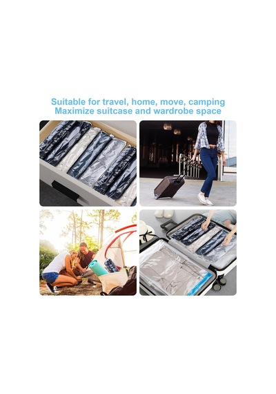 Seyahat İçin Sıkıştırma Çantaları, 10 Adet Yer Tasarruflu Çanta, Seyahat İçin El Rulo Vakum Paketleme Torbalar