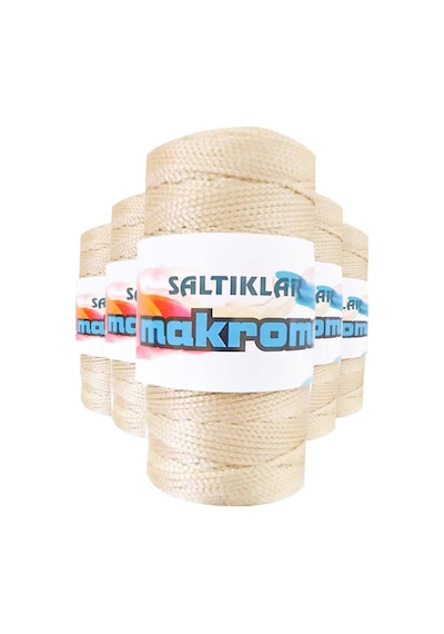 5 Adet Polyester Makrome İpi 230 Açık Bej 100 gr