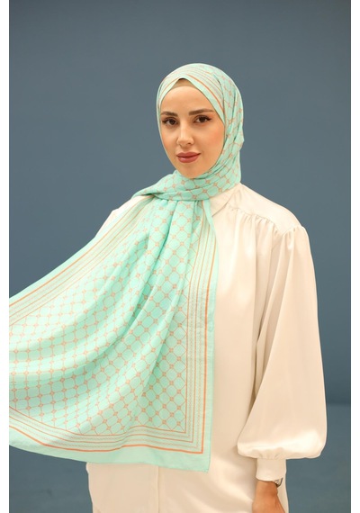 Silk Home Olinda Şal - 49005 - 14 Turkuaz Yeşili Turuncu - 10 Yeşil Turuncu