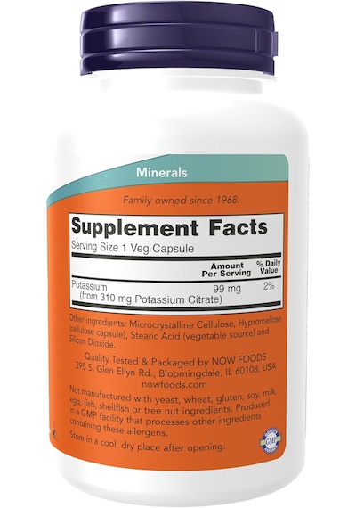 Now Potassium Potasyum Citrate Electrolyte Balance And Normal Ph