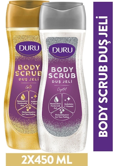 Duru Body Scrub Crystal Ve Gold Duş Jeli 2x450 Ml İkili Set Çiçek
