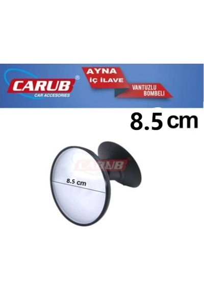 Carub Iç Dikiz Aynası Vantuzlu Bombeli Yuvarlak Orta 8.5 Cm